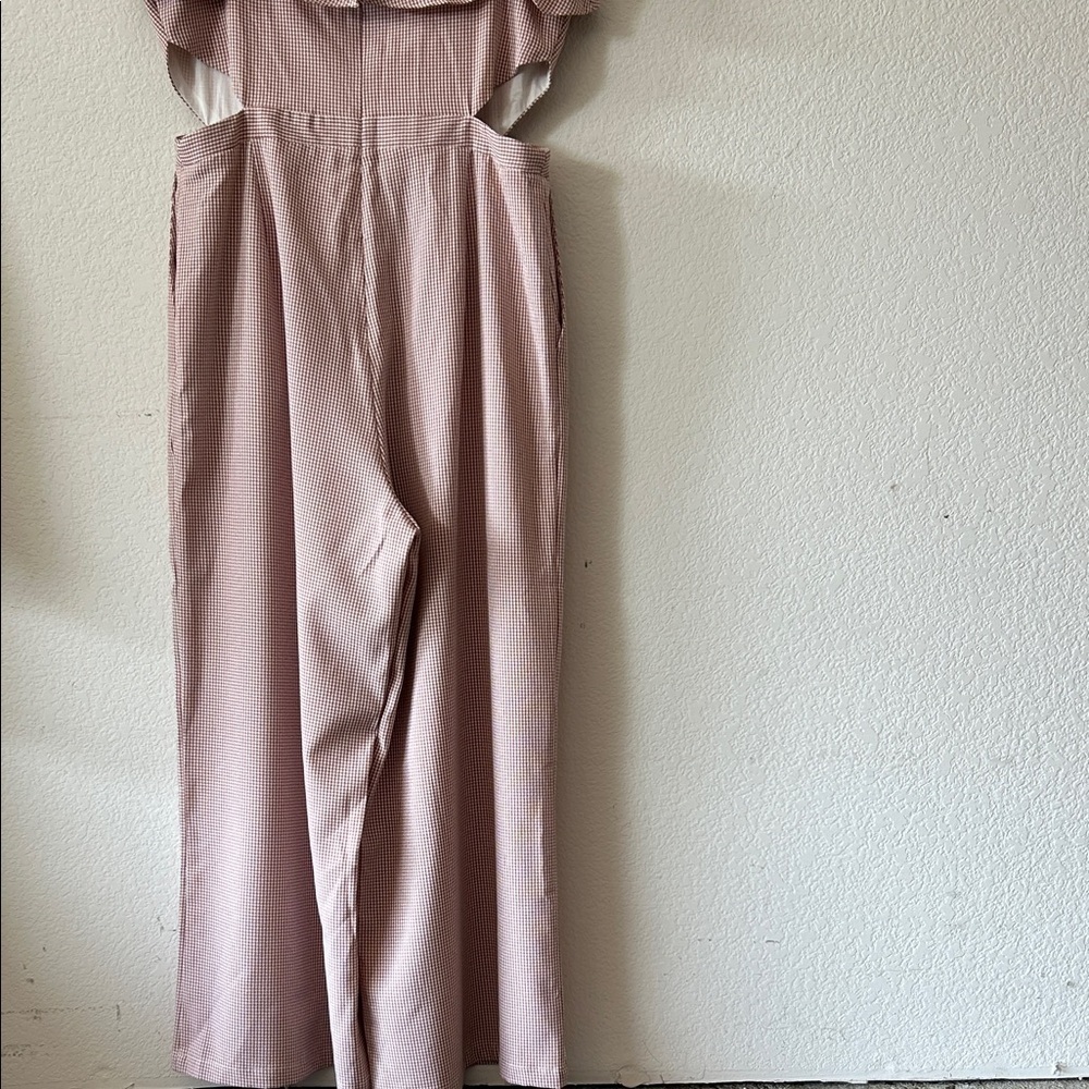 Ale for Anthropologie Gingham Ruffled Jumpsuit Romper size XL - Picture 7 of 9